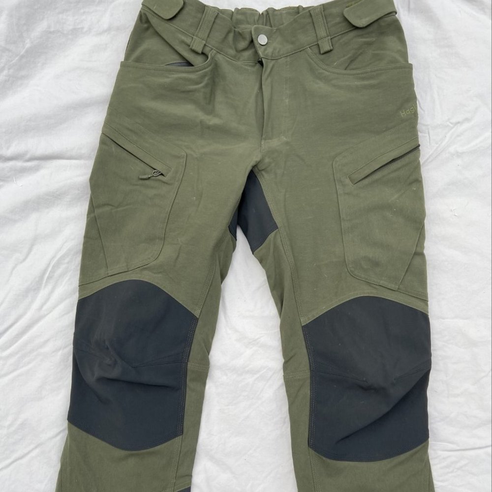 HAGLOFS Rugged Mountain Pant in Olive Green. Men's M, Short.
